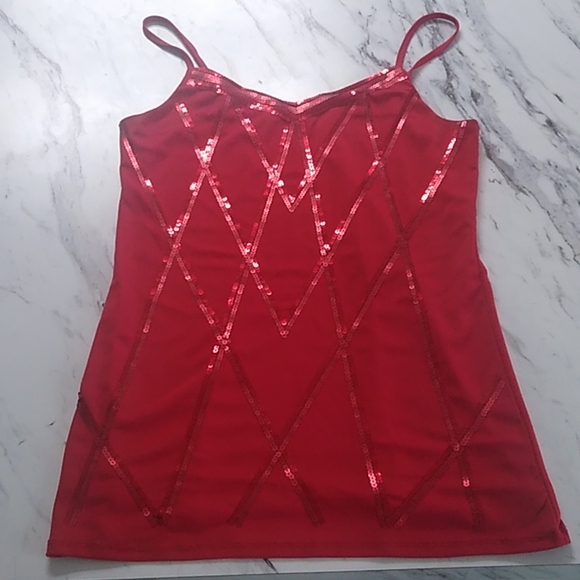 Vanity L red sequined tank - Picture 1 of 2